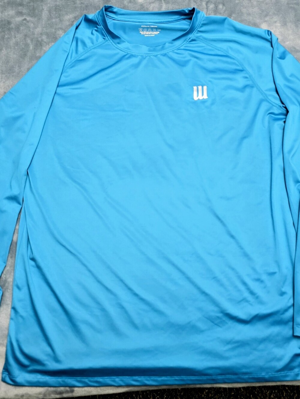 Wilson Blue Rash Guard Long Sleeve Shirt with White Care Print